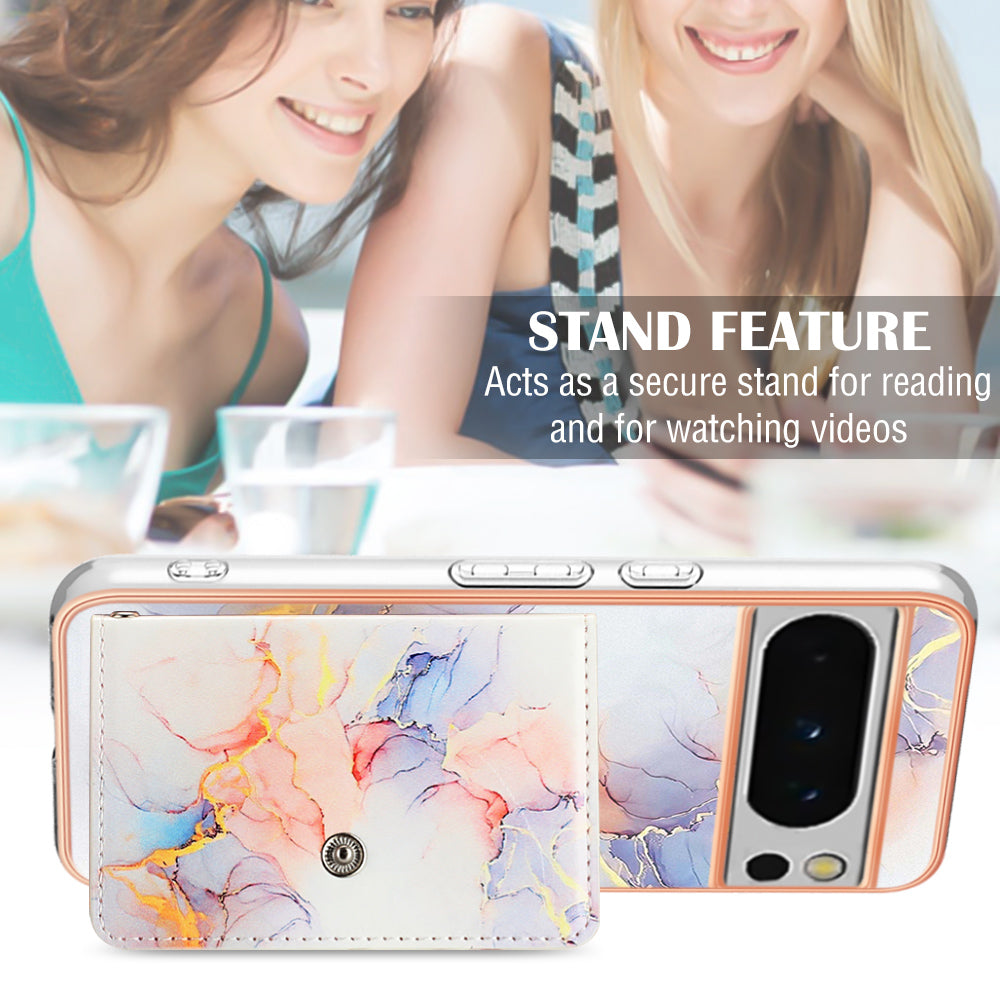 YB Leather Coating Series-9 for Google Pixel 8 Pro Case Card Holder Kickstand Leather Back Cover YB Leather Coating Series-9 for Google Pixel 8 Pro Case Card Holder Kickstand Leather Back Cover